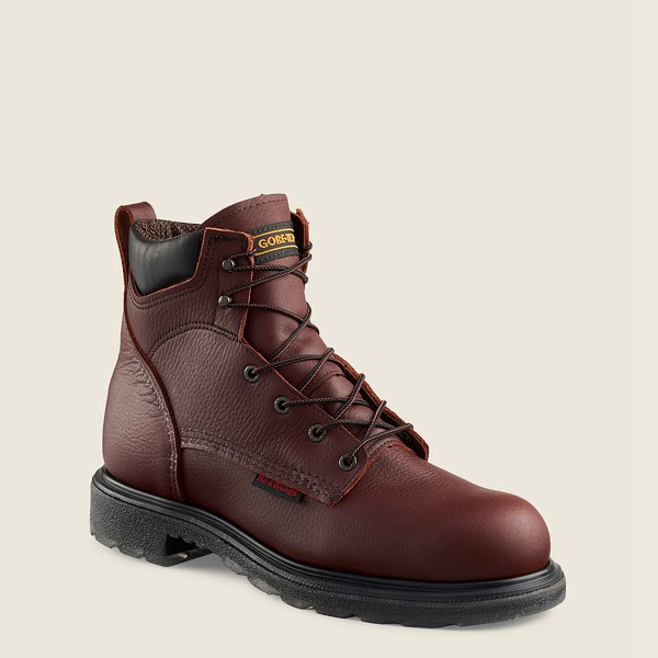 Red Wing Work Boots Burgundy - Mens Supersole® 2.0 - 6-inch Waterproof Soft Toe - 7290-YLMRE